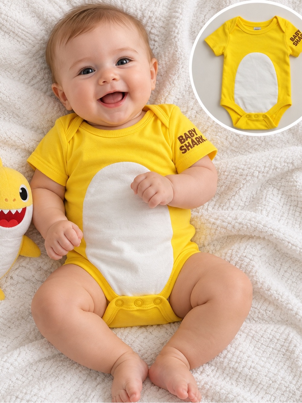 Pinkfong Baby Shark Nickelodeon 3M Yellow Short Sleeve Bodysuit